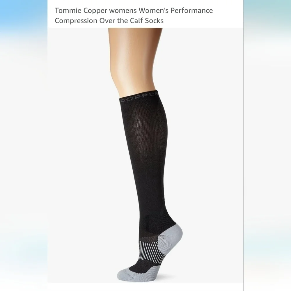 Tommie Copper Women's Black Compression Socks Size Medium NWOT